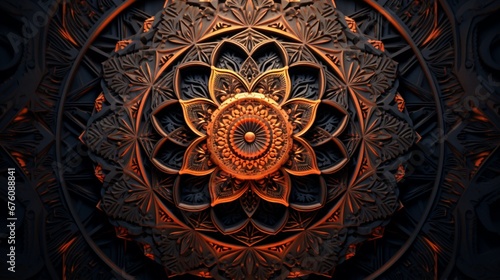 A symmetrical mandala pattern with intricate, lace-like details