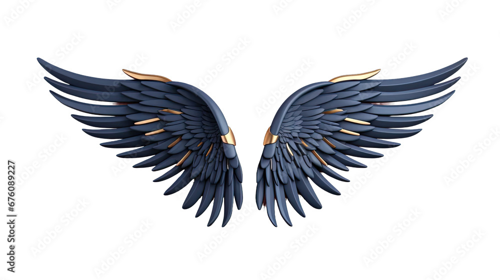 blue and gold angel wings isolated on transparent background.blue and gold wings.
 - obrazy, fototapety, plakaty 