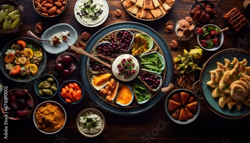 Wallpaper Mural Iftar - table full of traditional Ramadan food, top view Torontodigital.ca