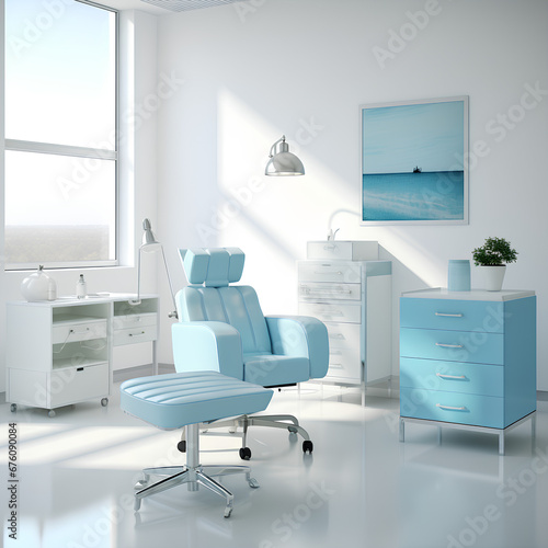 Medical office  blue furniture - AI