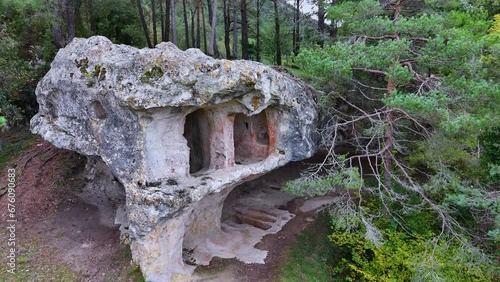 Hermitage cave of Santiago in Pinedo. Medieval cave that was inhabited by hermits. Valdegovia Valley. Burgos - Alava. Basque Country and Castilla-Leon. Spain. Europe photo