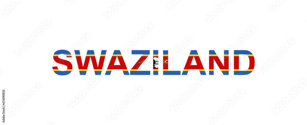 Fototapeta premium Letters Swaziland in the style of the country flag. Swaziland word in national flag style.