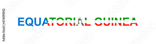Letters Equatorial Guinea in the style of the country flag. Equatorial Guinea word in national flag style.