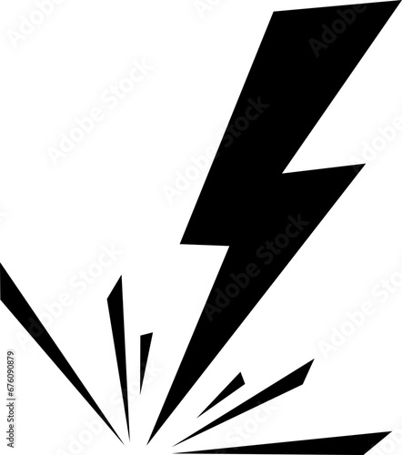vector illustration of a black lightning bolt on a transparent background