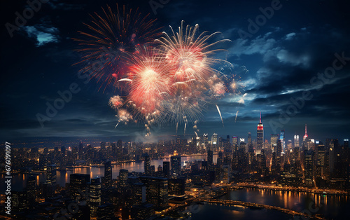 Celebration fireworks on new year night