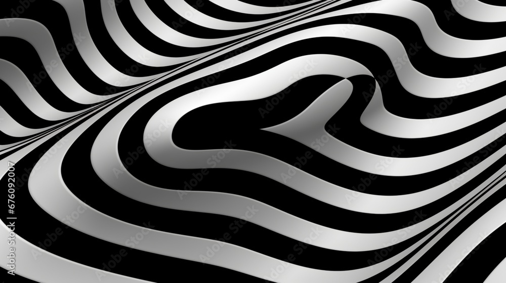 An optical illusion pattern with intersecting black and white lines