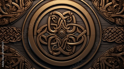 An ornate pattern of interlocking Celtic knots and spirals