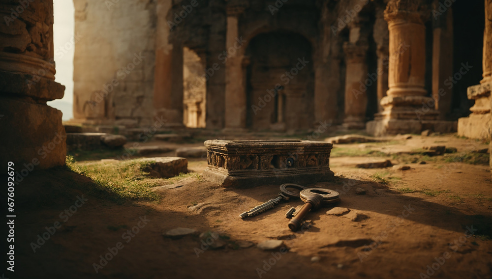 Fototapeta premium Ancient ruins hiding the key to an ancient prophecy - AI Generative