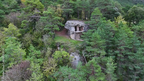 Hermitage cave of Santiago in Pinedo. Medieval cave that was inhabited by hermits. Valdegovia Valley. Burgos - Alava. Basque Country and Castilla-Leon. Spain. Europe photo