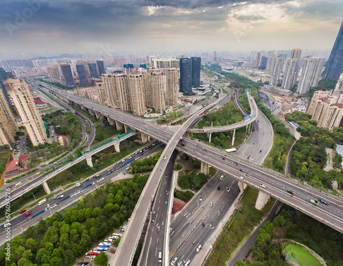 Aerial photography bird-eye view of City viaduct bridge road streetscape landscape