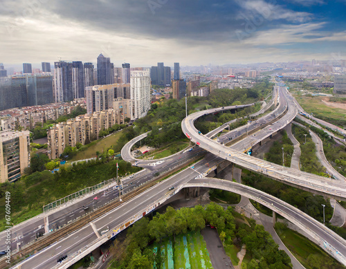 Aerial photography bird-eye view of City viaduct bridge road streetscape landscape