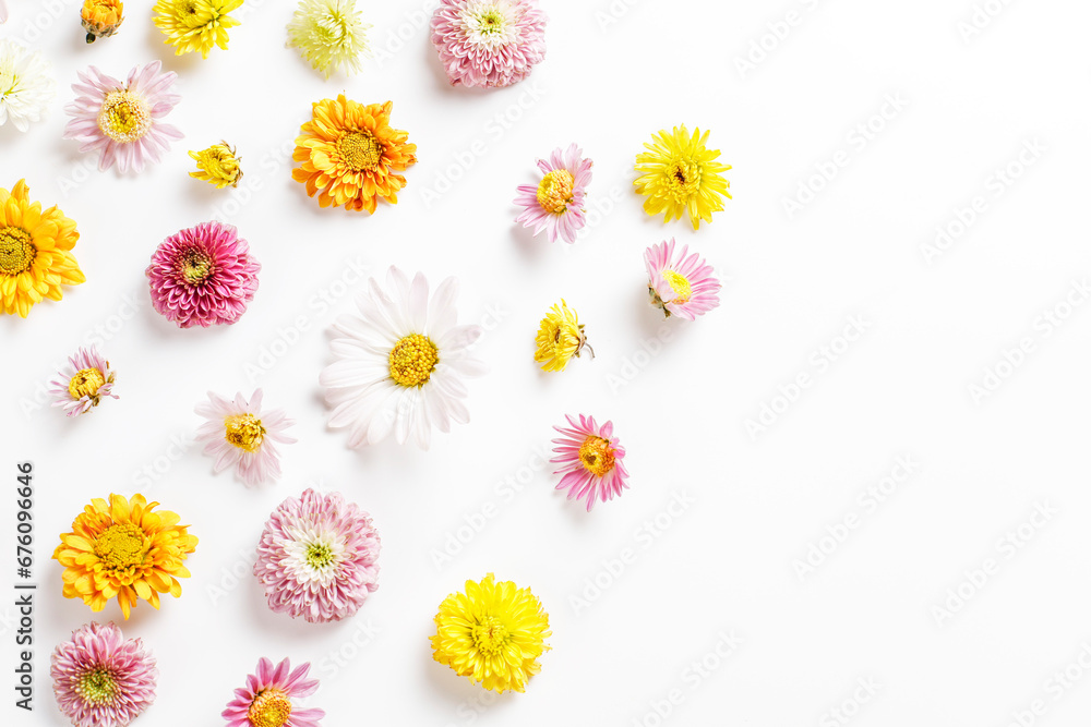 Obraz premium Beautiful flower composition from different field flowers. Flower card.