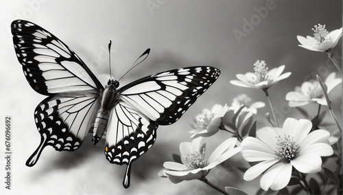 Black and white butterfly, only the butterfly - AI Generative