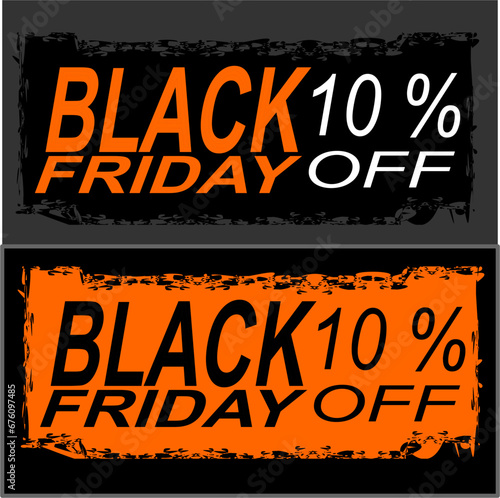 Two black friday discount tags 10% off, vector illustration.