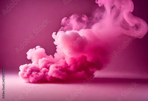 pink thick smoke on Blanck background in minimal style 