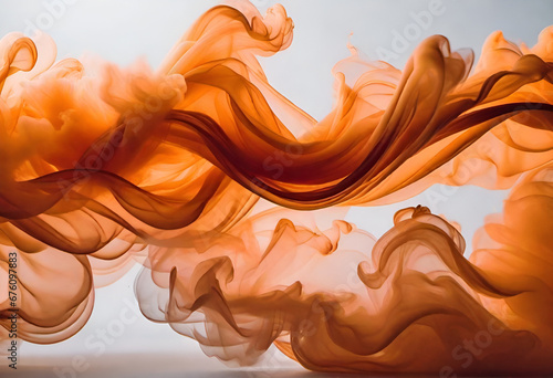 orange thick smoke on Blanck background in minimal style 