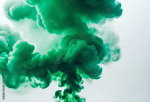 green thick smoke on Blanck background in minimal style 