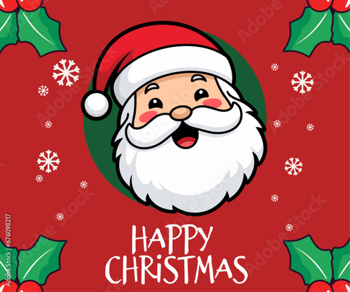 Winter holiday excitement with Vector darling Santa Claus head, Santa face with hat and white beard Christmas cartoon character