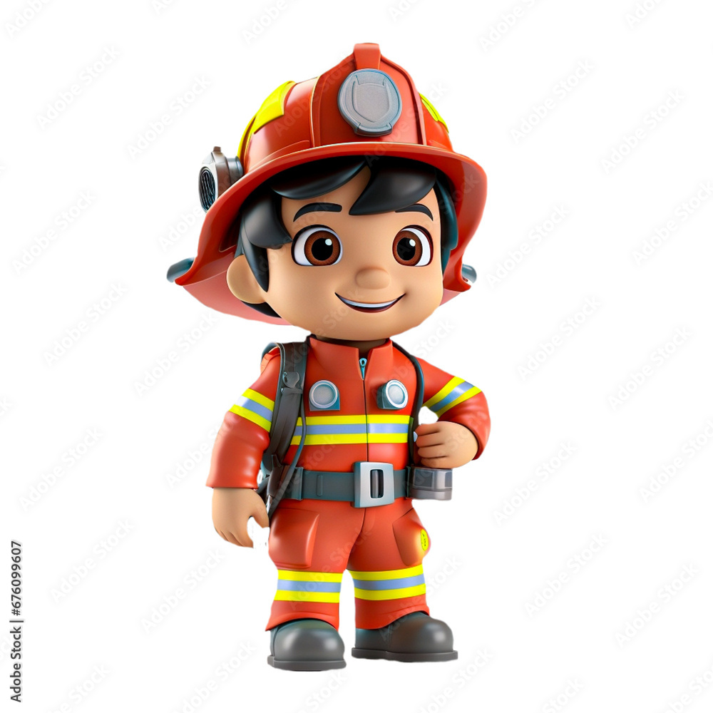 3d firefighter isolated on isolated transparent background png. Generated with Ai 3d firefighter isolated on isolated transparent background png. Generated with Ai