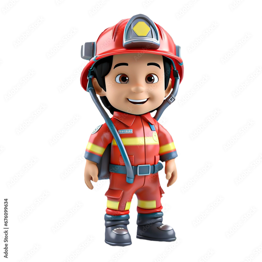 3d firefighter isolated on isolated transparent background png. Generated with Ai 3d firefighter isolated on isolated transparent background png. Generated with Ai