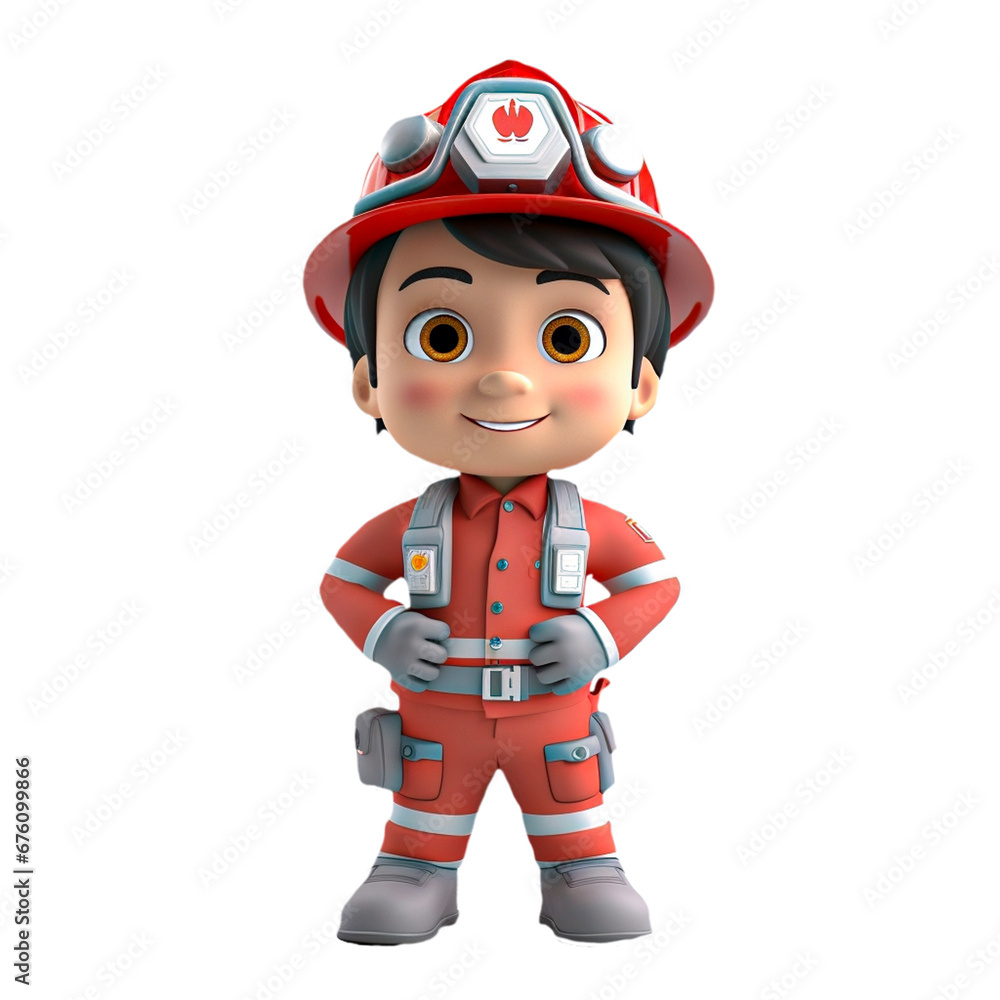3d firefighter isolated on isolated transparent background png. Generated with Ai 3d firefighter isolated on isolated transparent background png. Generated with Ai