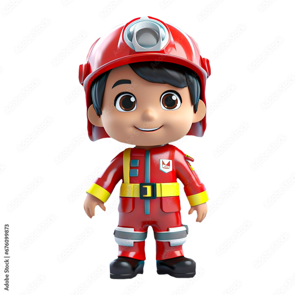 3d firefighter isolated on isolated transparent background png. Generated with Ai 3d firefighter isolated on isolated transparent background png. Generated with Ai