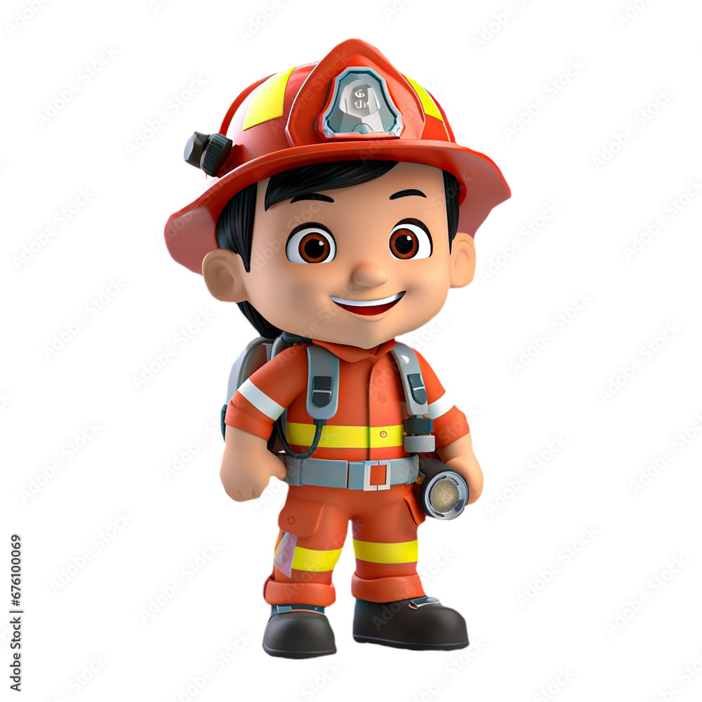 3d firefighter isolated on isolated transparent background png. Generated with Ai 3d firefighter isolated on isolated transparent background png. Generated with Ai