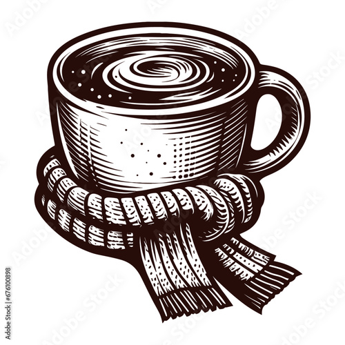 cup of coffee and scarf sketch