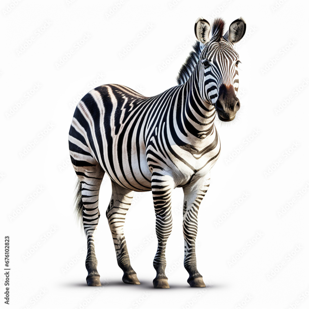 zebra standing with isolated background. Generated AI zebra standing with isolated background. Generated AI