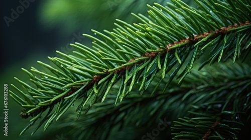 a green coniferous cedar branch against the lush background of a vibrant green forest  the intricate details of the cedar needles and bark to showcase the natural beauty of the scene.