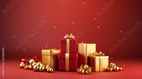 Christmas background with presents and Christmas decorations