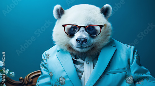 anthropomorphize funny animals with wearing clothes - portrait panda bear © bmf-foto.de