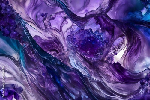 Liquid amethyst and sapphire merging into a dreamy abstraction