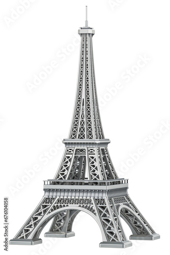 The Eiffel Tower  miniature. 3D rendering isolated on transparent background