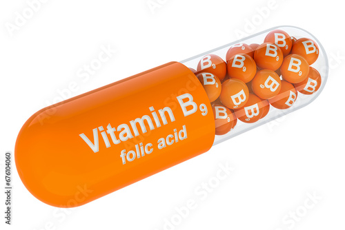 Canvas Print Vitamin capsule with B9, folic acid