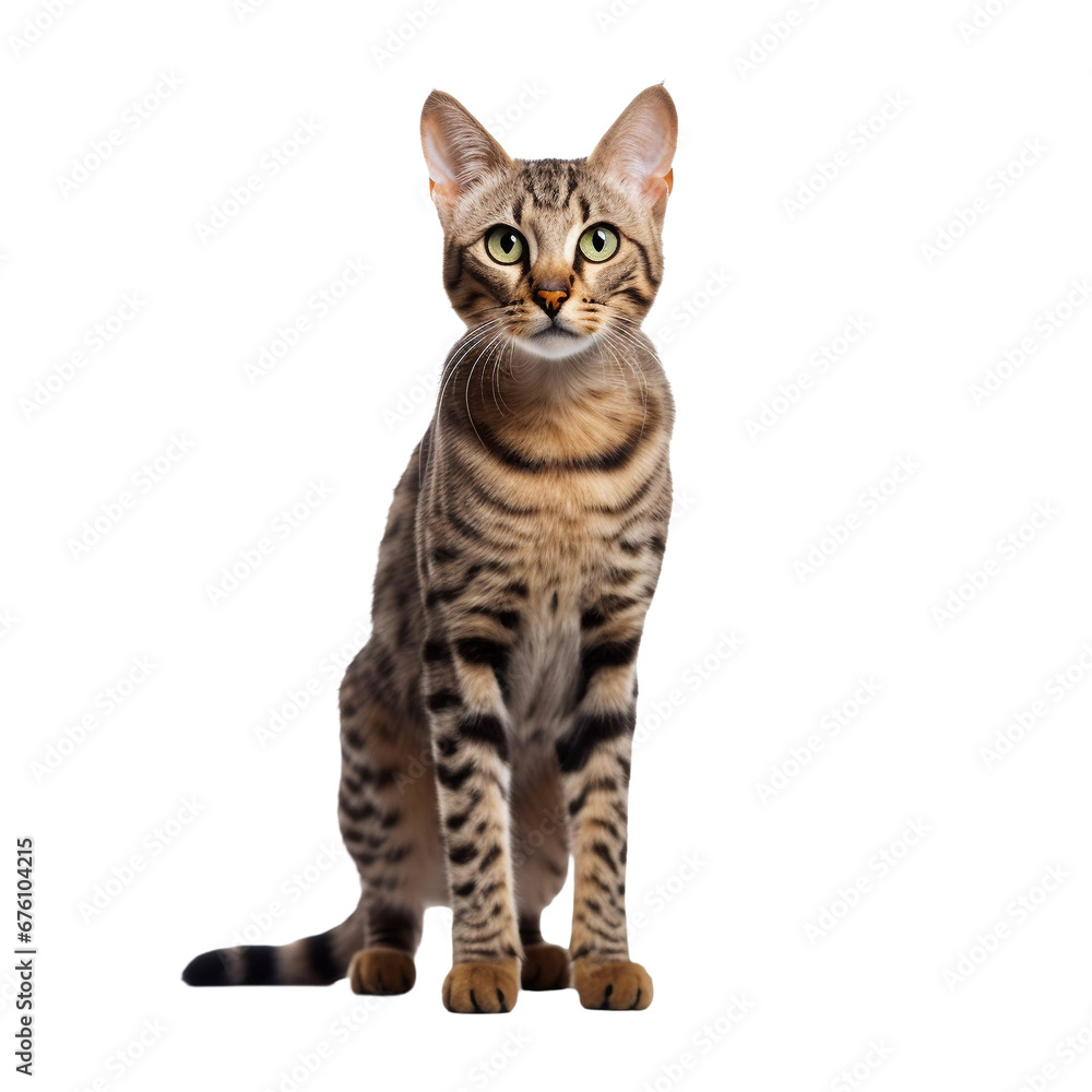 Close up bengal cat isolated on white background
