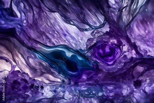 Liquid amethyst and sapphire merging into a dreamy abstraction