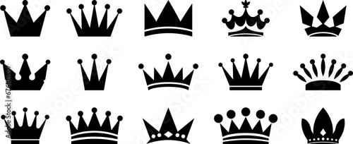 Set of crown icons. Collection of crown symbols. PNG photo