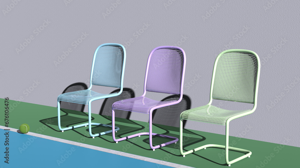 Fototapeta premium Chair in tennis court outdoor