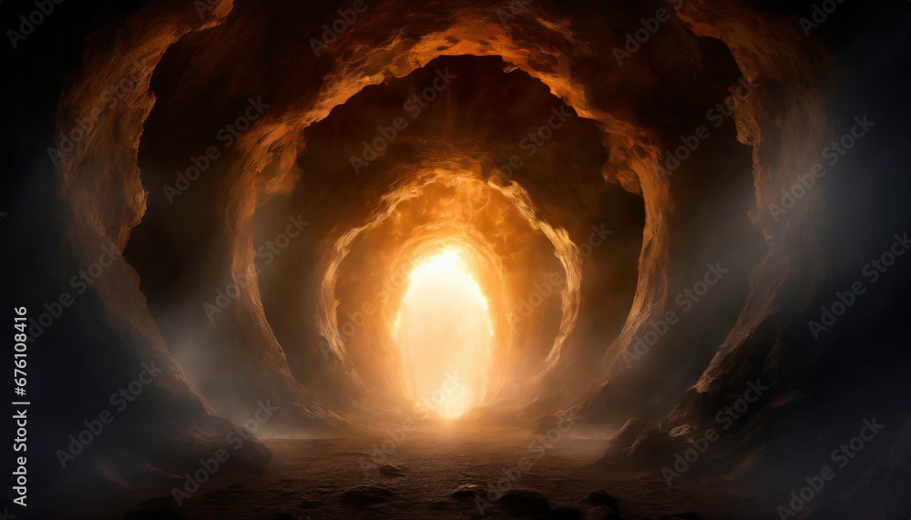 Door entrance to hell religious concept - obrazy, fototapety, plakaty 
