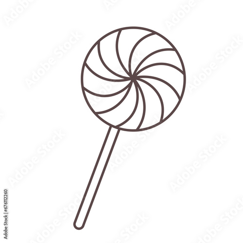 Isolated Outline lolly. Vector illustration of Element of Christmas and festive events Lolly candy sucker for kids