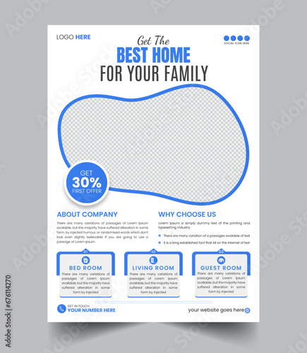 professional modern new construction commercial Real Estate Business Flyer Template, Property Sale Flyer Design, house sell flier,realtor agent brochure, property sale editable flyer in illustrator