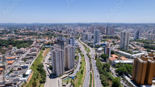 Av. 9 de Julho in the city of Jundiai in Sao Paulo, Brazil. Aerial view