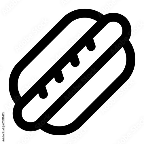 Hot dog icon with outline style.