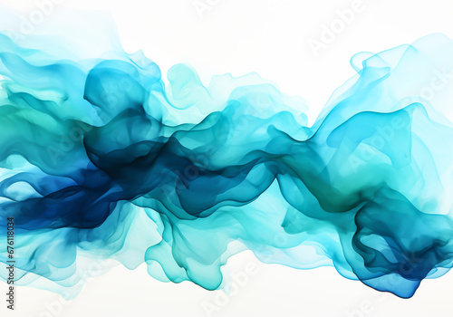 Watercolor abstract background in emerald and blue colors. AI generative