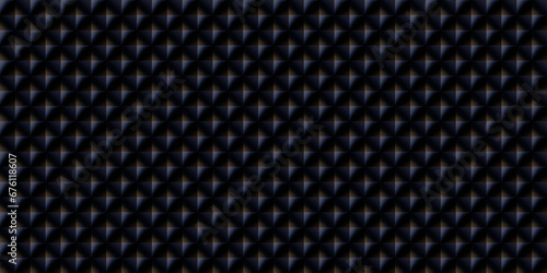 Black carbon fiber texture background. Seamless pattern. Pyramid Acoustic Foam Panels. 3d rendering