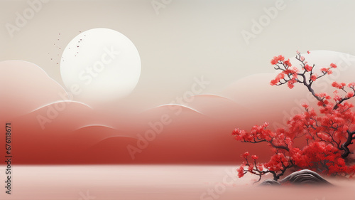 Dongzhi Festival traditional Chinese holiday celebrated during the Dongzhi solar period, dracon, sakura, flowers, Xiheyuan, banner poster copy space greeting card background.