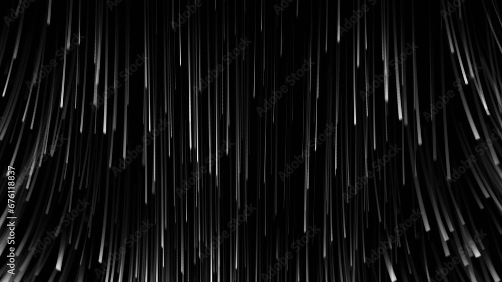 White vertical speed lines on a black background. The white lines move from the top to the bottom. Glowing background lines.