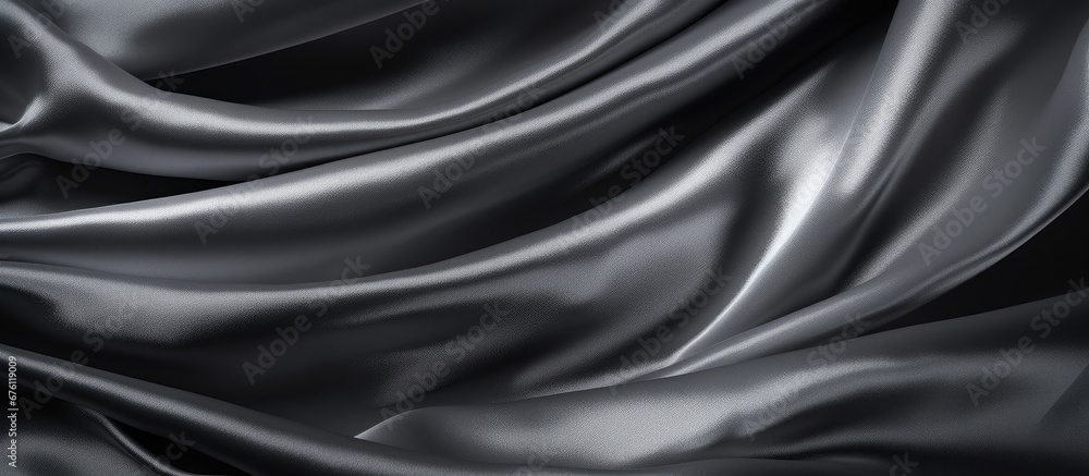 Obraz premium The abstract silver linen cloth adds a touch of luxury to the fashion industry creating a concept of space and texture in black background making it an ideal choice for curtains or clothes