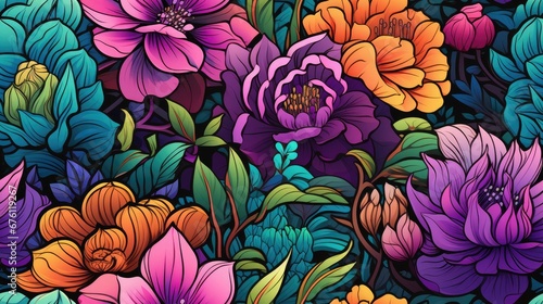 Wallpaper Mural seamless pattern with flowers Torontodigital.ca